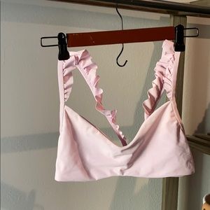 Pink ruffled swim top